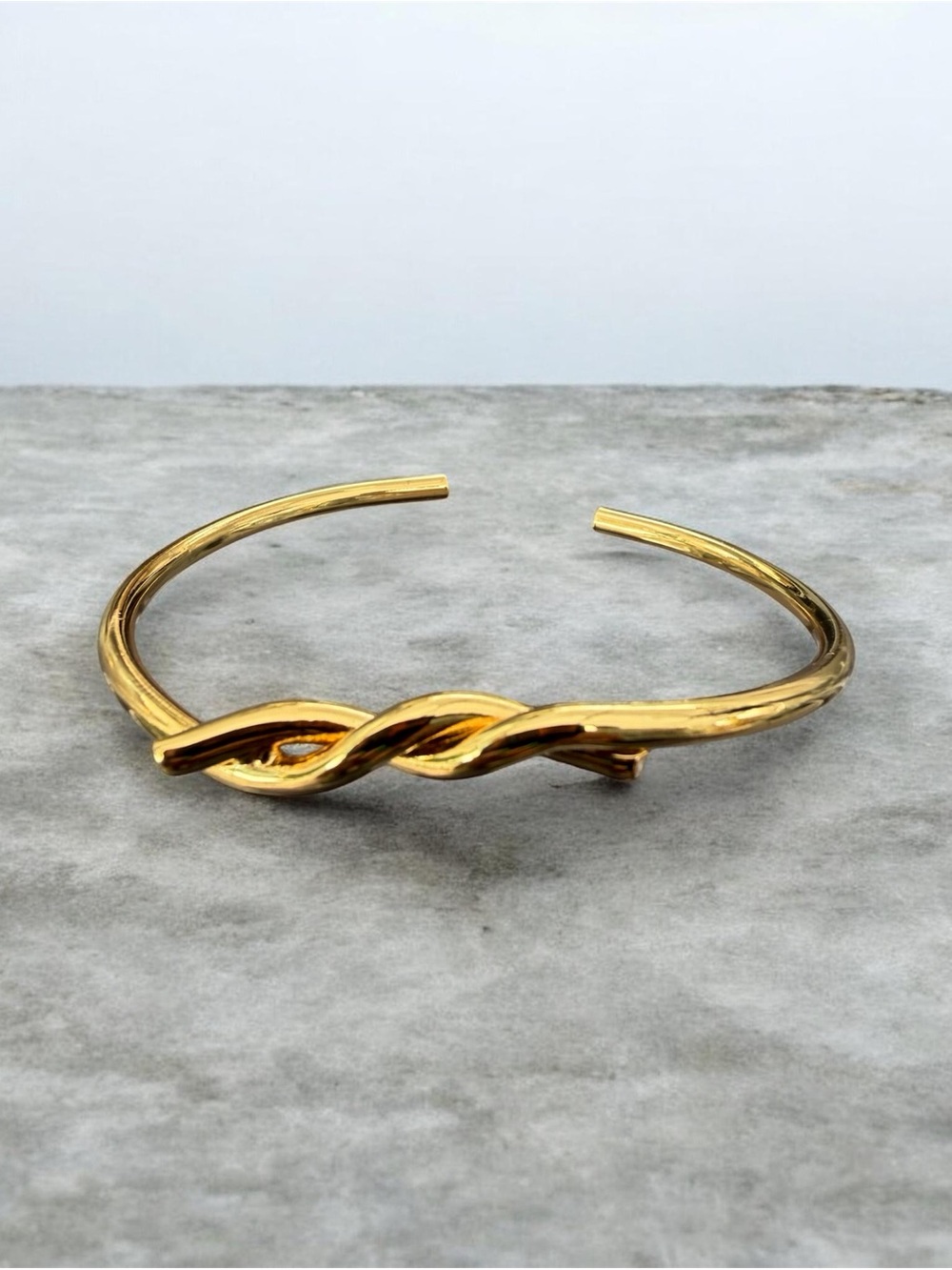 Stainless steel Gold Twist Open Cuff Bracelet - Women's Jewelry
